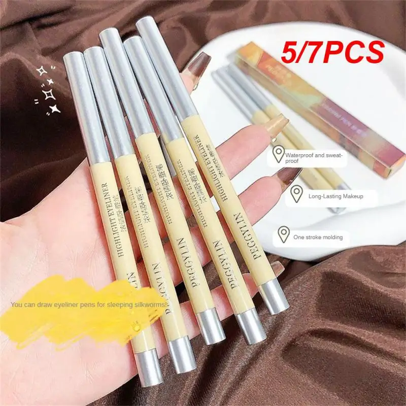 5/7PCS 4 Colors Glitter Pearlescent Eyeshadow Eyeliner Pen Eye Makeup Waterproof Lasting Easy To Wear Brighten Lying Silkworm
