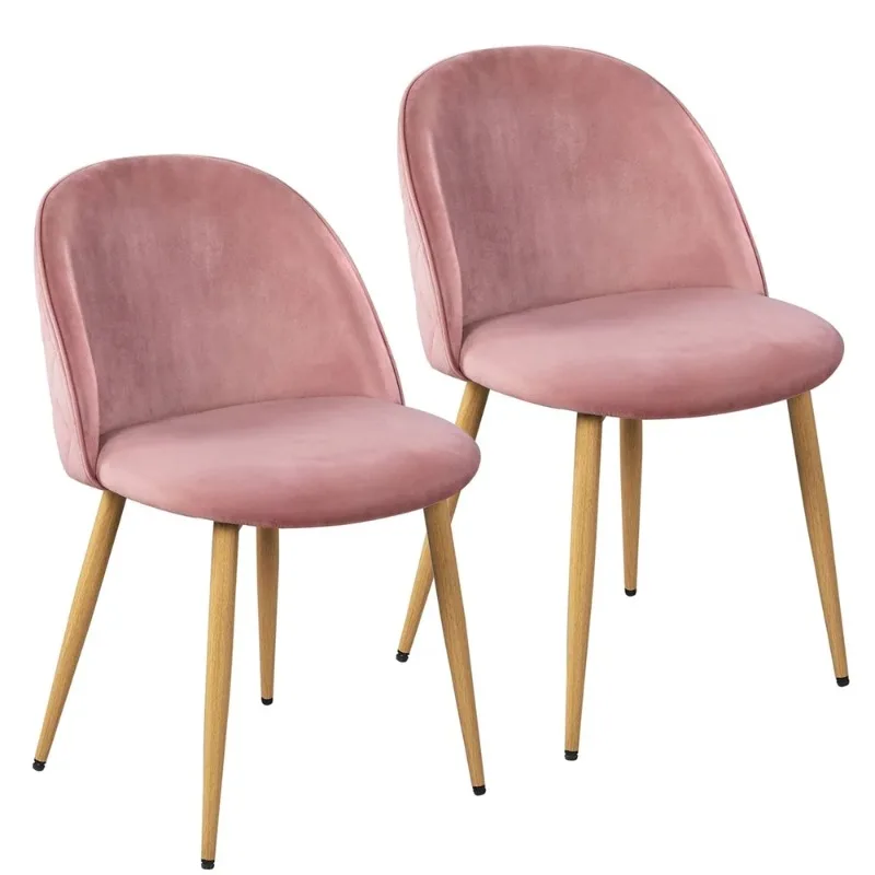 

Easyfashion 2pcs Velvet Dining Chairs with Backrest for Kitchen, Pink