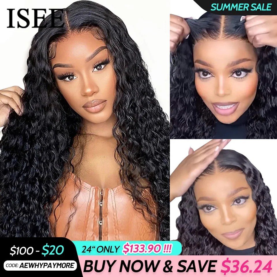 Wear Go Wig ISEE Hair Mongolian Water Wave 4×6 HD Lace Glueless Wig Human Hair Ready To Wear Pre Plucked Human Wigs Ready To Go