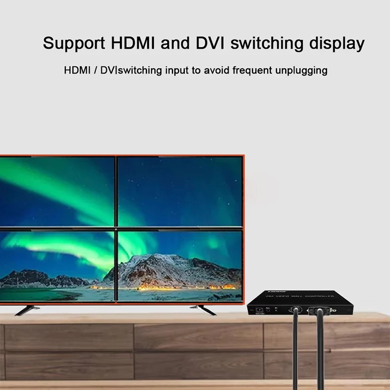 Фото HDMI TV 2x2 DVI HDMI Контроллер видеостены Многоэкранный соединительный блок 1080P при 60 Гц 1x2 1x3 1x4 4x1 1–2 3 4 ТВ-сварщик Процессор №2