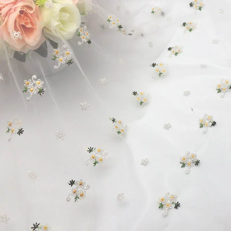 

Floral Embroidery Lace Net Fabric Mesh Tulle Net Fabric Material DIY Sewing Patchwork Wedding Dress Veil Girl Summer Skirt Dress