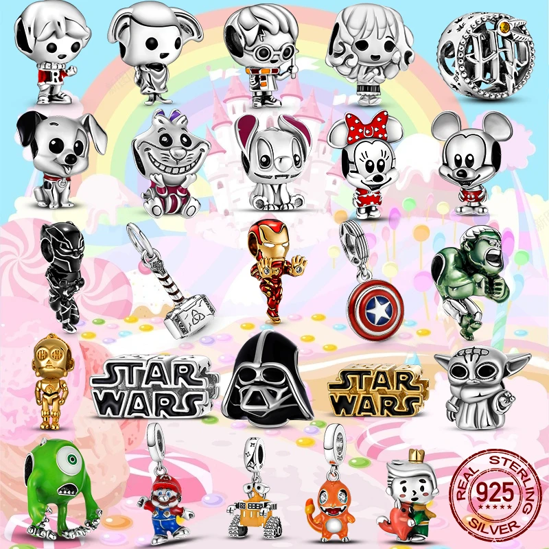 

Cartoon 925 Sterling Silver Charm Beads Fit Pandora Bracelet Necklace Magic Mouse Robot Bead For Women Charm Gifts Free Shopping