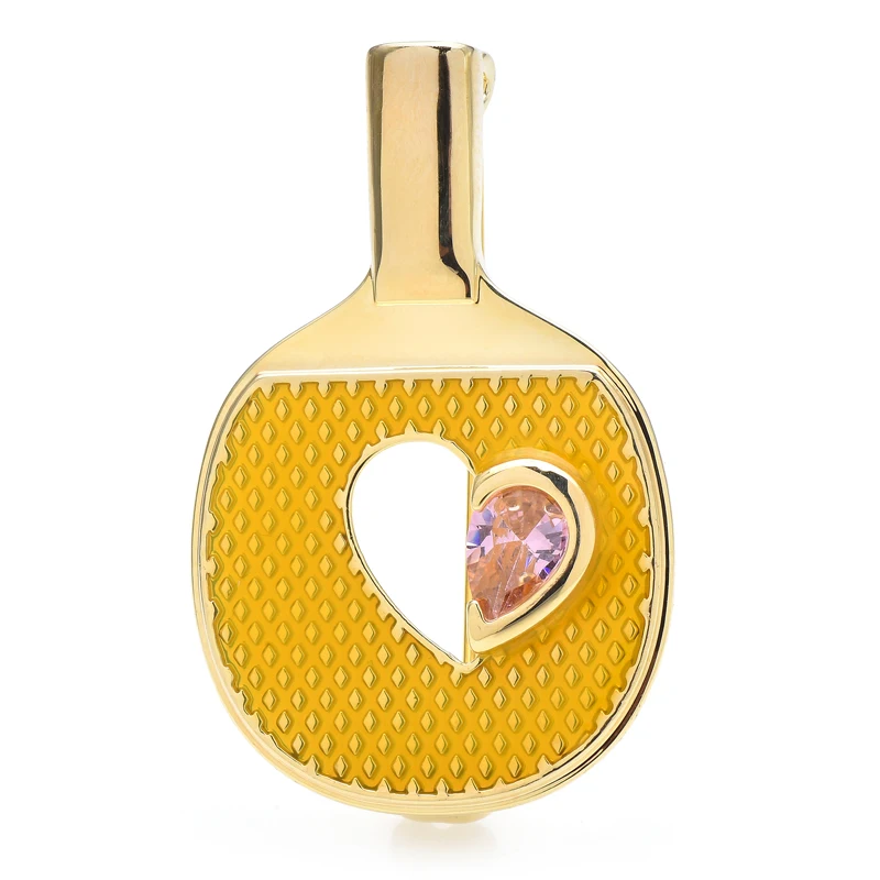 

Wuli&baby Heart Ping Pong Paddle Brooches For Women Unisex 2-color Enamel Sports Tools Party Office Brooch Pin Gifts