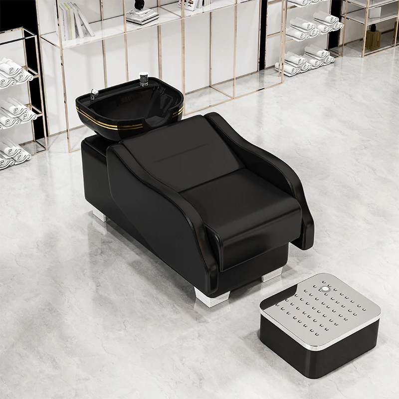 Черно-белый шампунь стул для парикмахерской женский Парикмахерская кровать