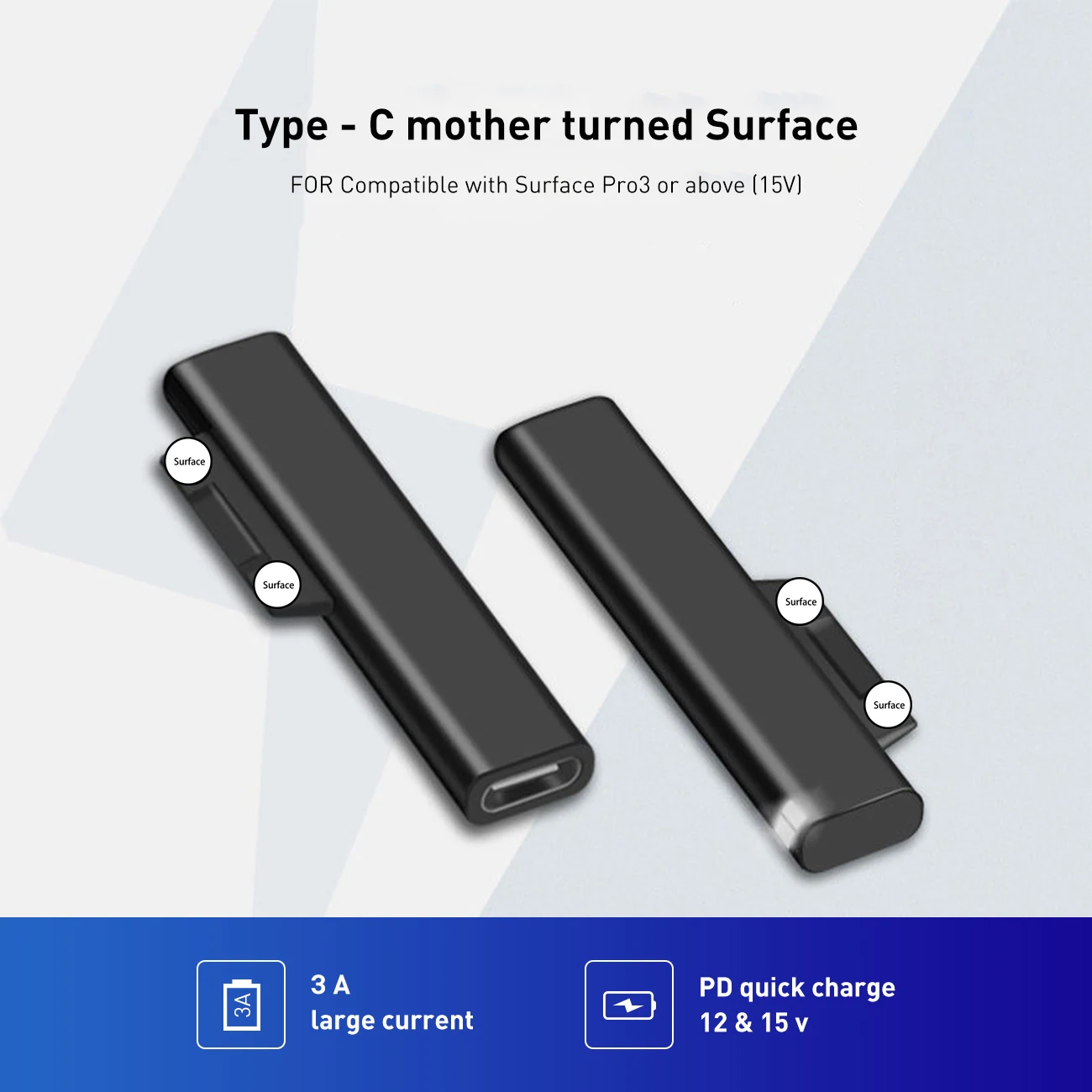 

New USB C PD Fast Charging Plug Converter For Microsoft Surface Pro 3 4 5 6 Go USB C Female Adapter Connector For Surface Book