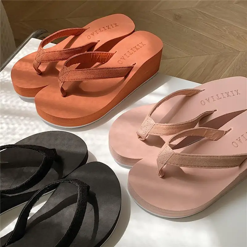 Thick Summer Slippers Women Flip Flops EVA Beach Shoes Sandal Female Sandals High Heel Slides Shoes For Sandal Wedge Slippers