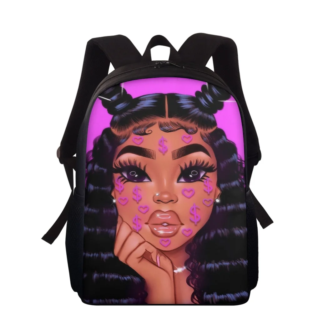 

Модные детские школьные ранцы с мультяшным принтом, черный рюкзак для девочек в стиле афро, школьные сумки для девочек дошкольного возраста...
