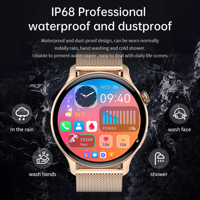 Women NFC Smart Watch AMOLED 466*466 HD Screen Waterproof Bluetooth Call Smart Bracelet For Huawei Xiaomi SmartWatch Men Ladies images - 6