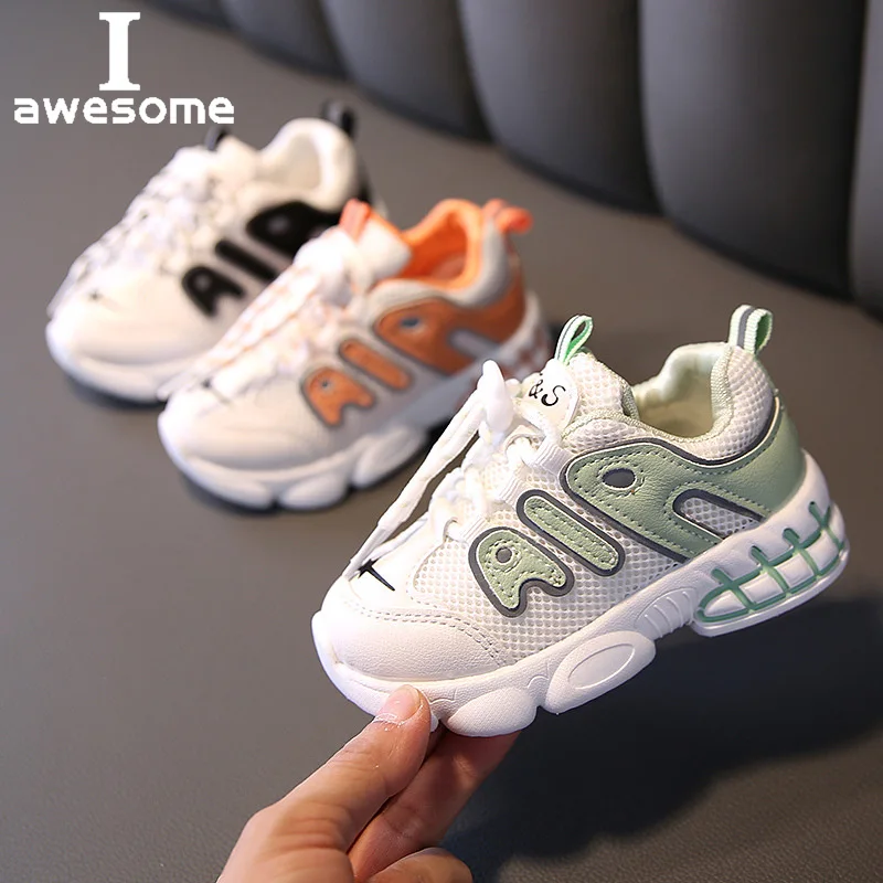 

2021 Autumn Baby Boys Girls First Walkers Sport Shoes Kids Sneakers Children Soft Bottom Breathable Running Shoes Size 21-30