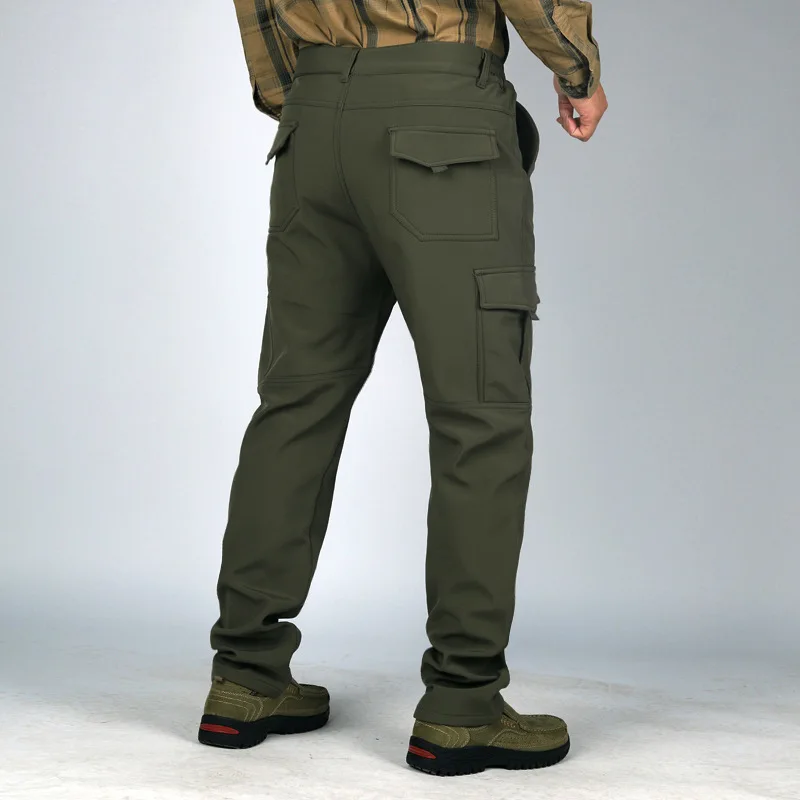 

2022 Men's Quick-Dry Pants Workwear Fleece-Lined Fleece Tactical Pants Loose Outdoor Mountaineering Multi-Pocket Trousers