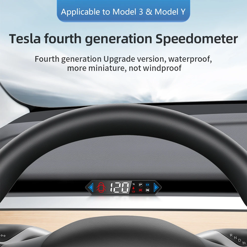 

GEYIREN HUD For Tesla Model 3&Y Dashboard Original Vehicle Data Head-Up Display Turn Signal Remaining Battery Hidden Speedometer