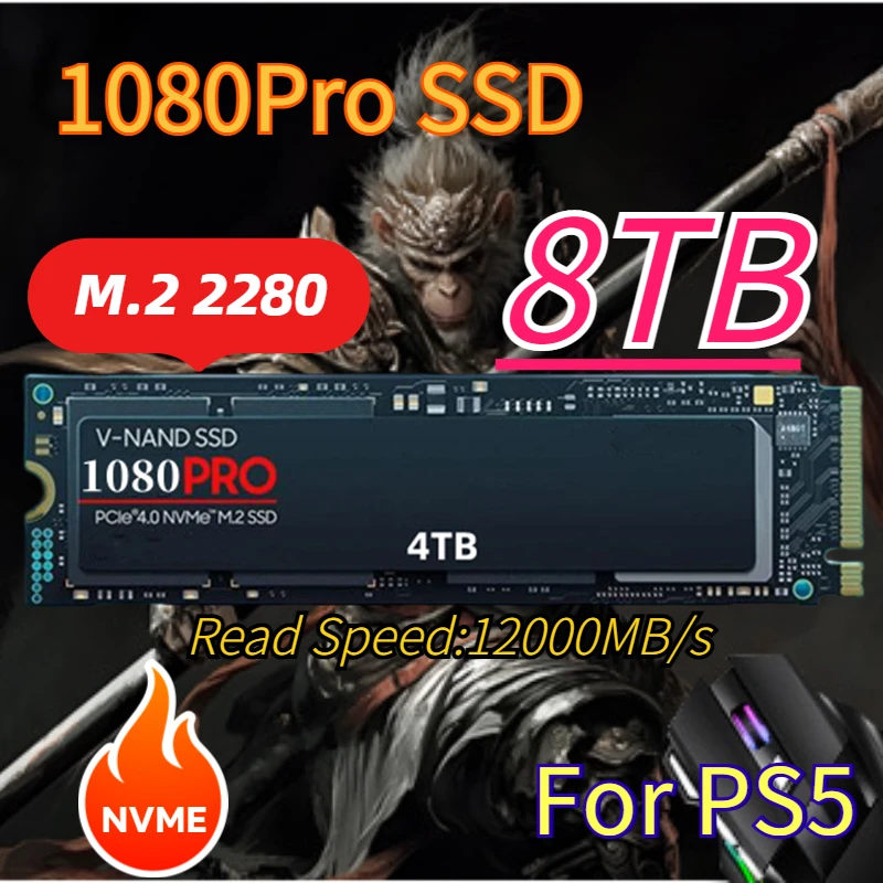 Новый твердотельный жесткий диск 1080PRO 8 ТБ 4 2 1 M.2 2280 PCIe Gen 5 0 x NVMe для настольных ПК PS4