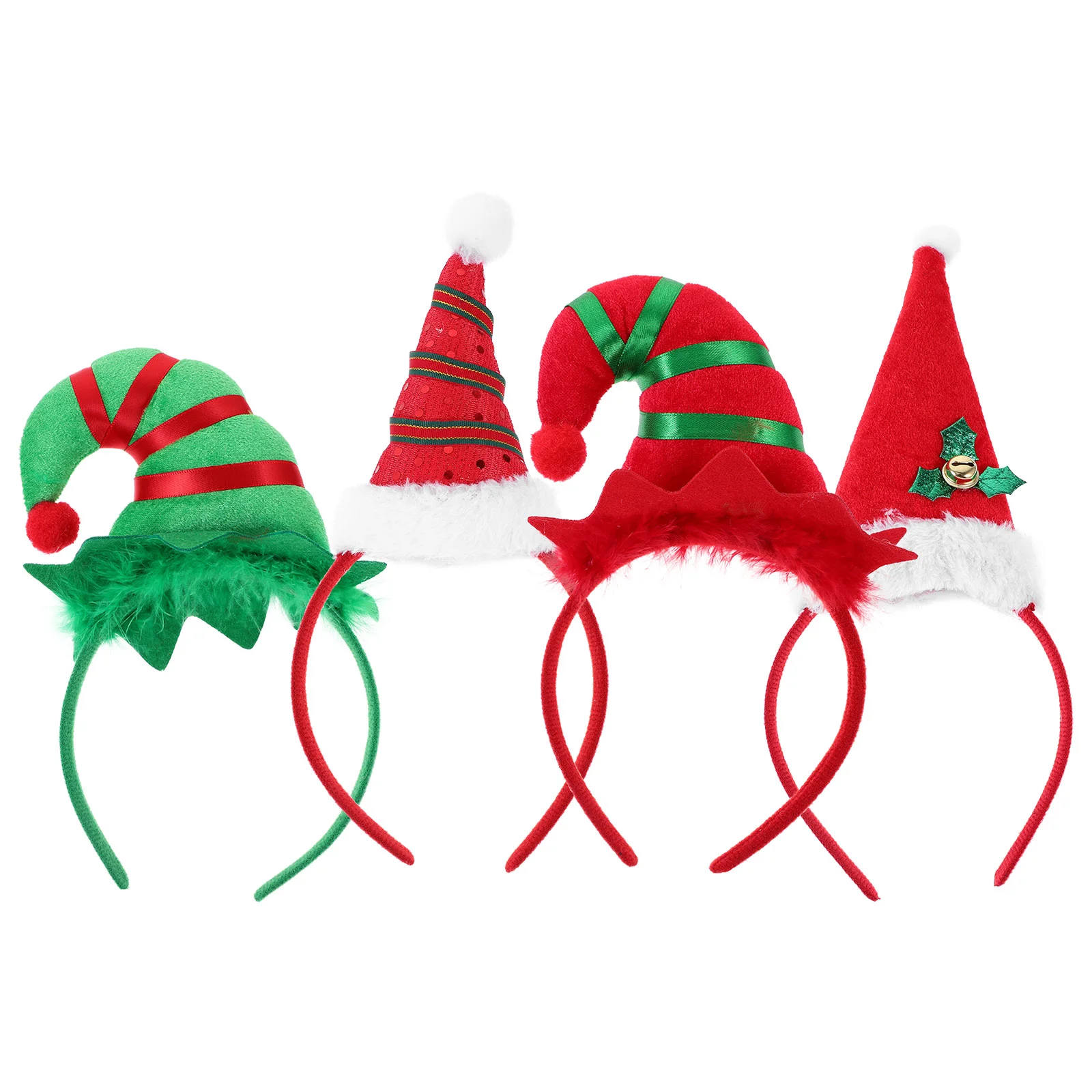 

4 Pcs Christmas Headpiece Headwear Party Favors Hair Ribbons Headbands Decorations Accessories Cosplay Xmas Hoops Bulk