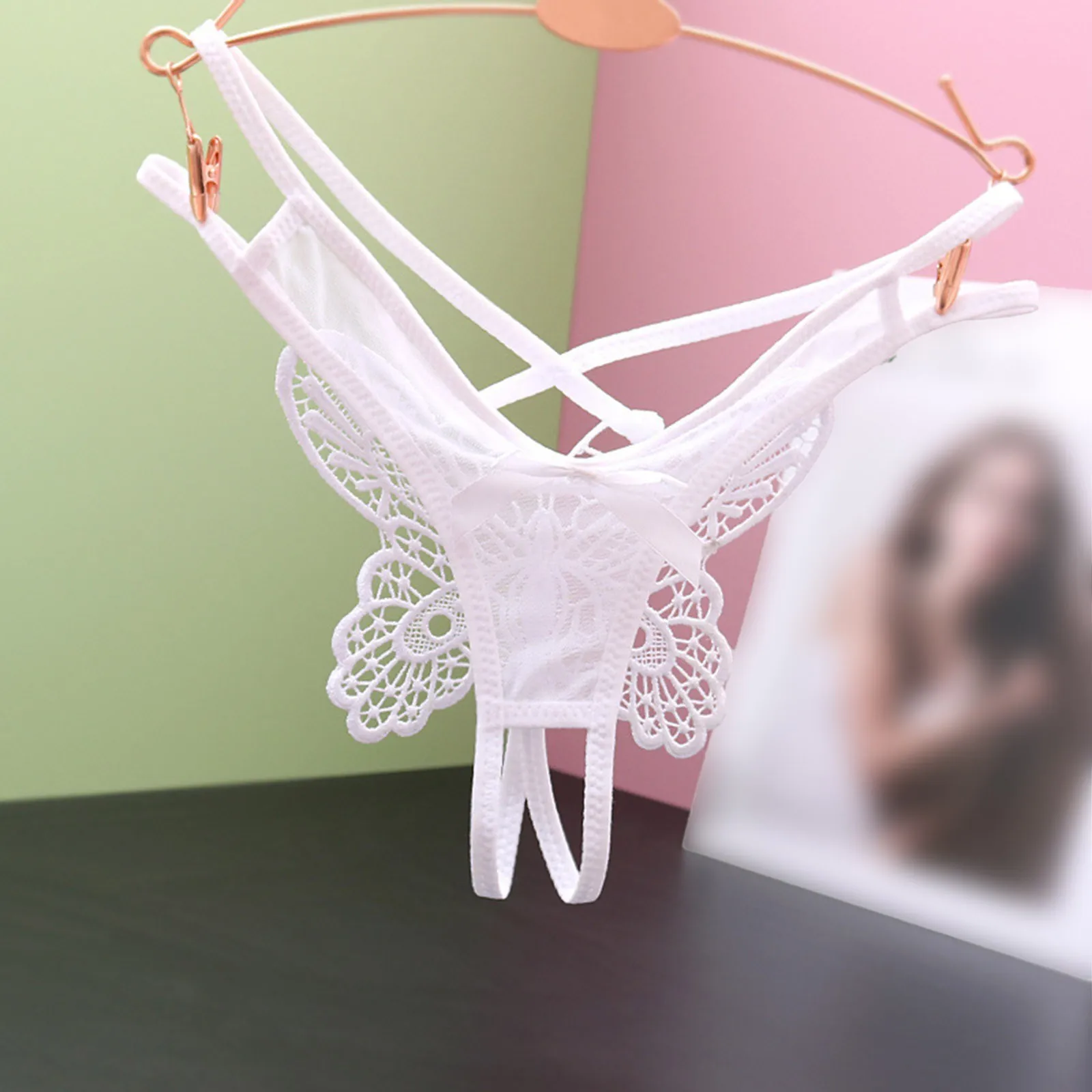 

Butterfly Thongs Open Crotch Lace Underwear Womens Sheer Lace Underpants Sexy G-string Panties Sensual Low Waist Intimate