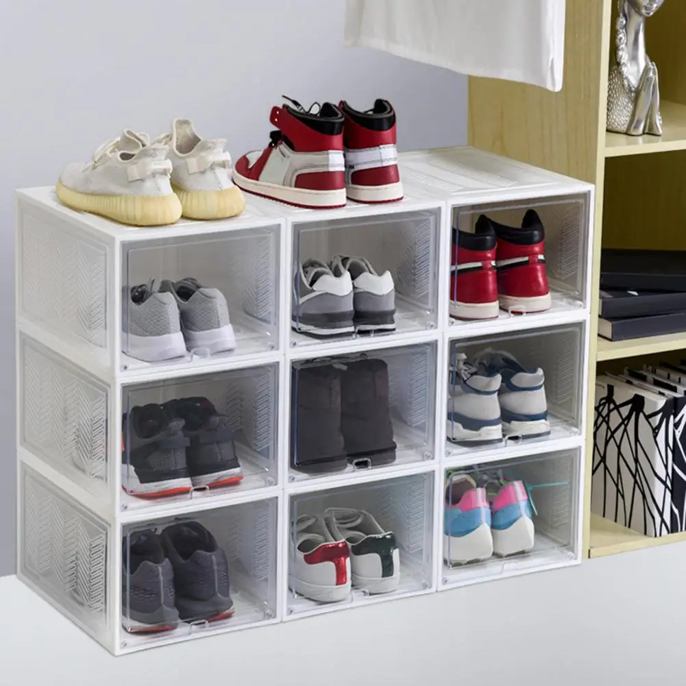 

Indeformable Great Flip Pull-out Type Shoe Display Storage Box Stackable Shoe Holder Large Opening for Entryway