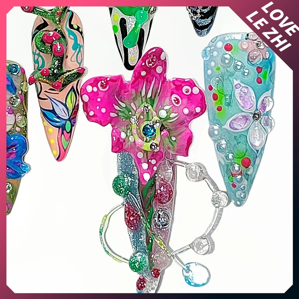 Художественные Креативные 3D Искусственные ногти Y2K в стиле панк ручной работы на