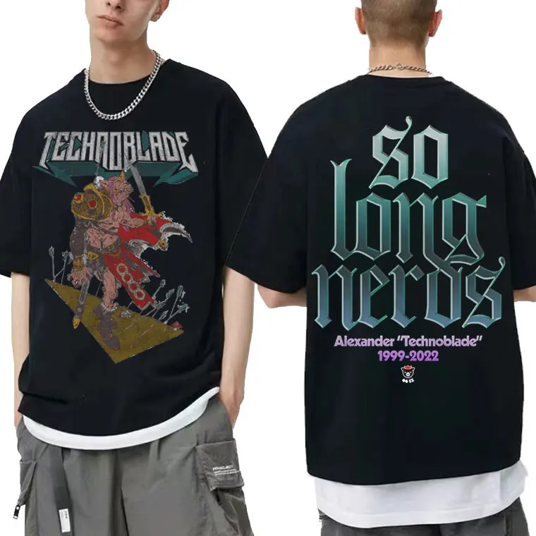 Anime Cartoon Style Print T-shirt Men Women Funny T Shirts Technoblade RIP So Long Nerds Dream Team SMP MCYT Merch Print Tshirt