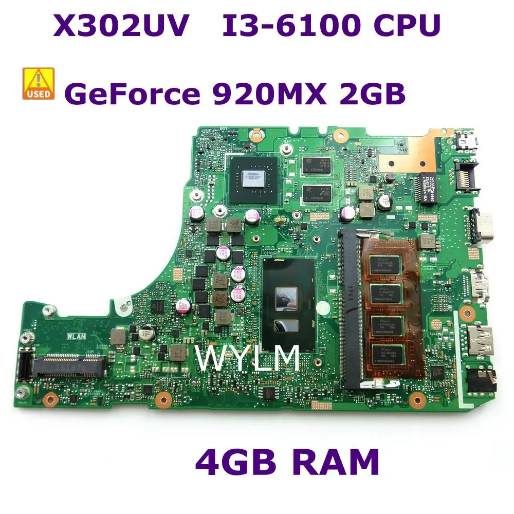 

Б/у процессор X302UV I3-6100 GT920MX 2 ГБ 4 ГБ ОЗУ материнская плата REV 2,0 для Asus X302U X302UV X302UA материнская плата для ноутбука 90NB0BM0-R00020