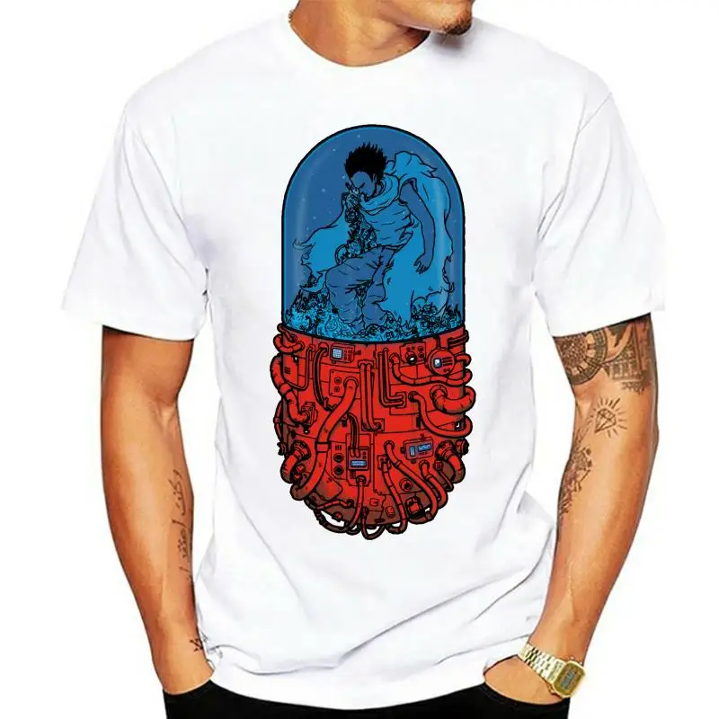 Летняя футболка с коротким рукавом Мужская Япония Аниме Akira Tetsuo Kaneda Neo Tokyo 100%