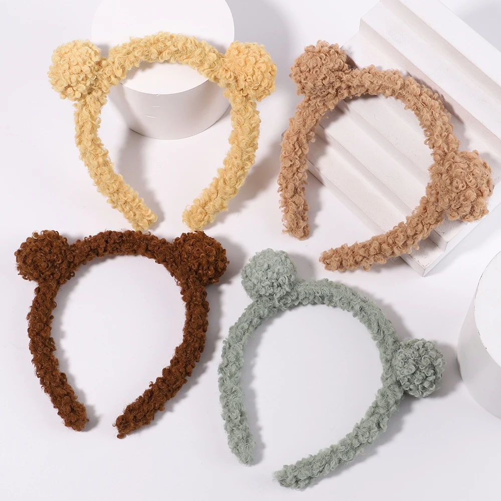 

1Piece Cute Plush Bear Ears Hair Band Cartoon Headband Autumn Winter Head Hoop Girls Women Hairband Headdress Hair Accessories