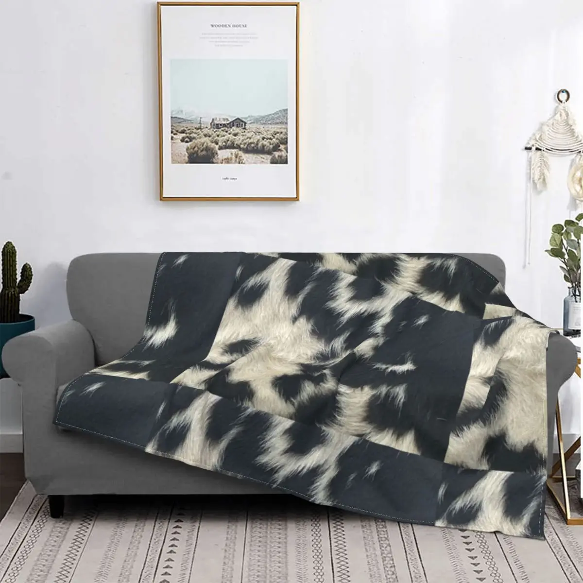 

Cow Lovers Speckle Park Hide Blanket Fleece Portable Throw Blanket Sofa Throw Blanket for Couch Bedding Office Throws Bedspread