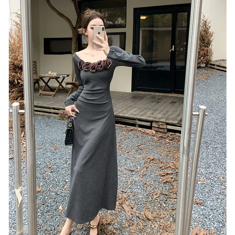 ChicPure Desire Эстетическое корейское женское утягивающее трикотажное платье с