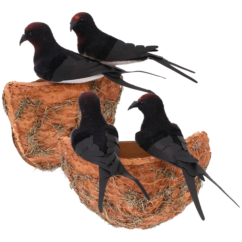 

2 Sets Simulated Swallow Nest Imitated Model Household Decor Bird Simulation Outdoor Decorations Neat Ornament Artificial