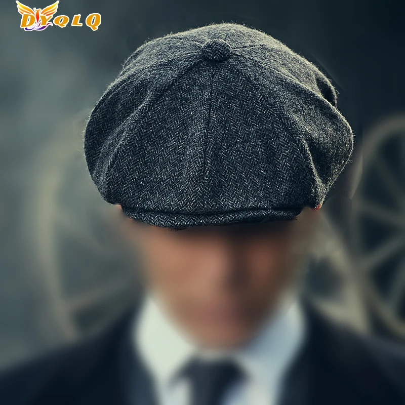 

Men Tweed Newsboy Hat Beret Herringbone Gatsby Hats Street Caps Peaked Octagonal with Brim Caps Winter Spring Hip Hop Berets