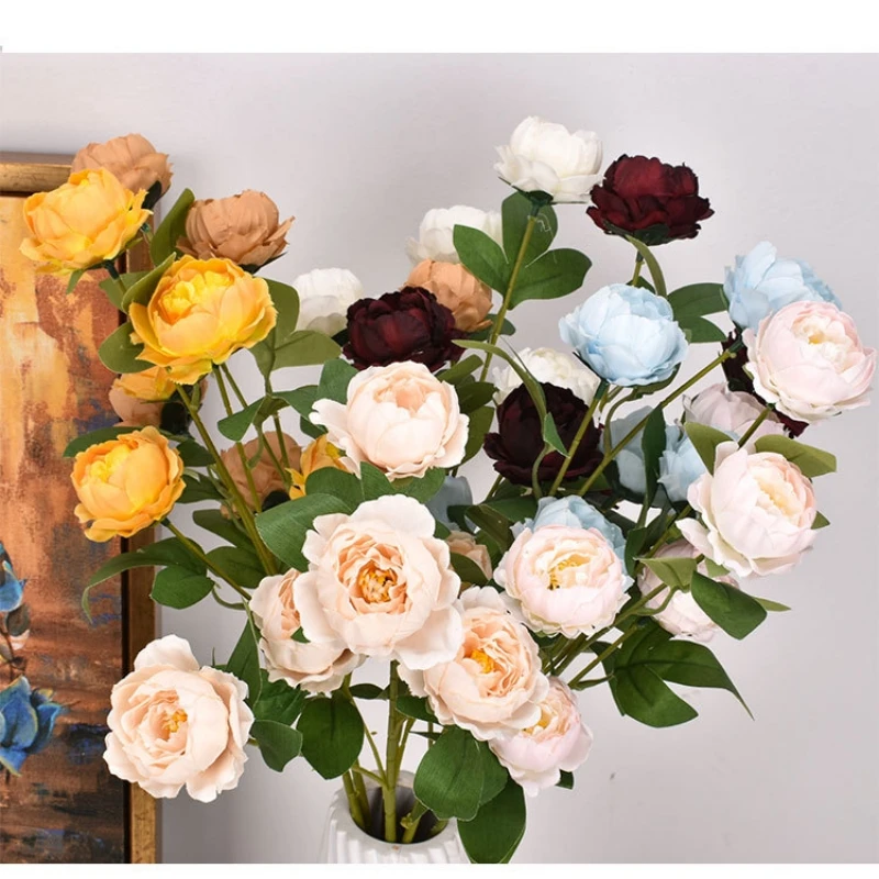 

3 Branches Peony Artificial Flowers Mixed Color Home Wedding Table Teacher's Day Gift Artificial Flowers Peony