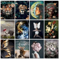sdoyuno 60x75cm painting by numbers handpainted canvas painting animals pictures by numbers for adults home decor