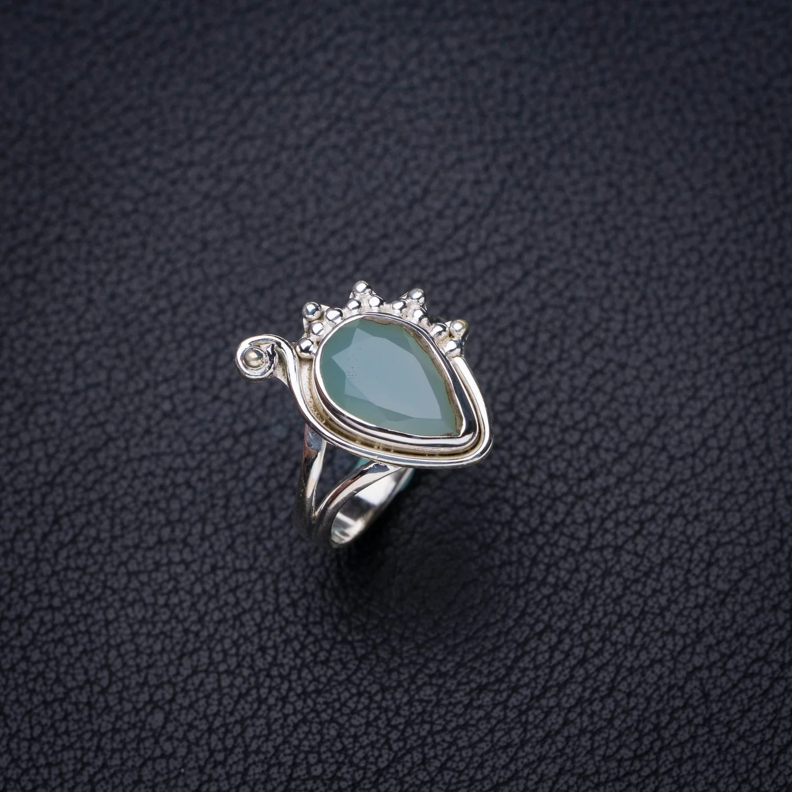 

StarGems Natural Chalcedony Handmade 925 Sterling Silver Ring 5.75 E7479