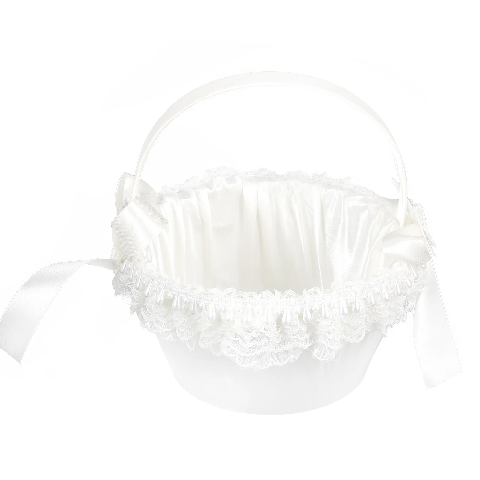 

Beautiful Satin Lace Exquisite Wedding Flower Container Party Flower Basket Rose Petals Basket Wedding Candy Basket