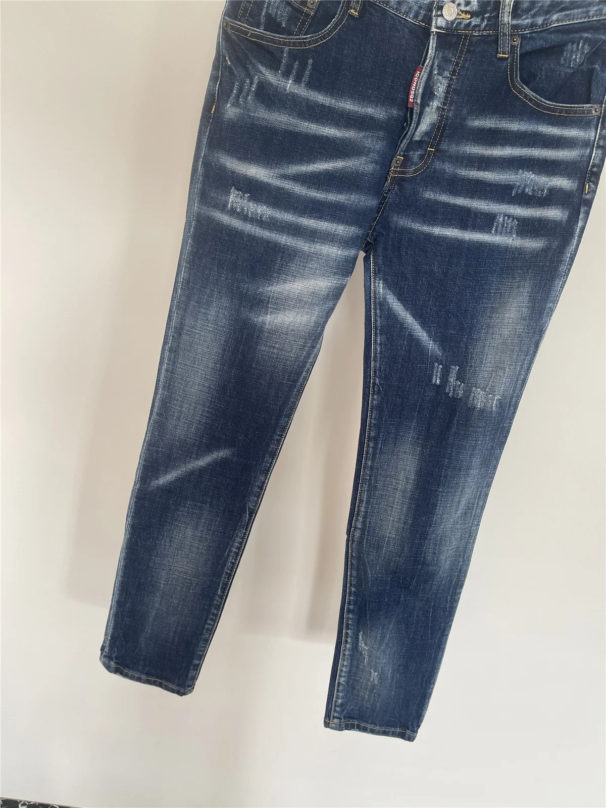 Осень-зима 2024 модные мужские зеленые джинсы с большим карманом и шлифовальными