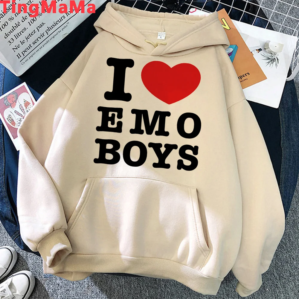 

Худи женское в готическом стиле с надписью «i love emo boys»
