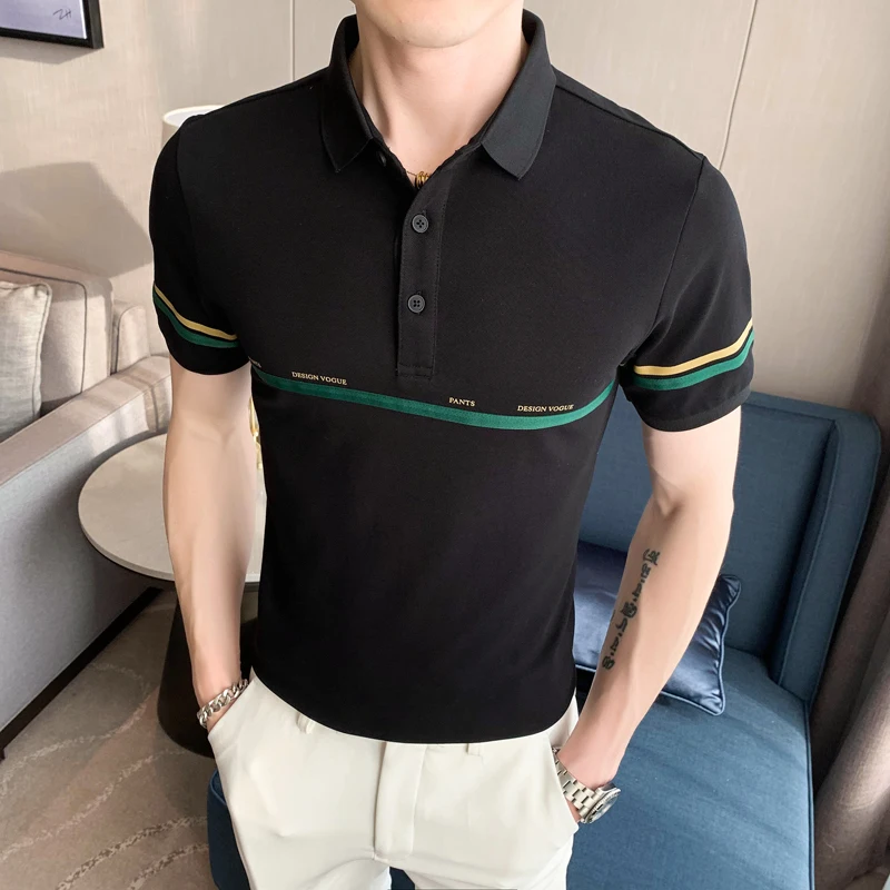 

2022 Summer Polo Shirts Men Short Sleeve Knitted POLO Shirts British Style Business Social Shirts Casual Tee Tops Male Clothing