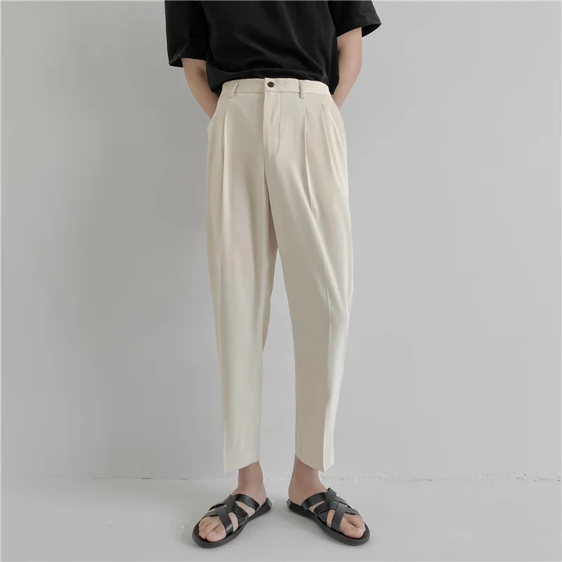 

Summer Fashion Leisure Suit Men's Trousers Waist Ankle Length Pants Korean Style Suitable for Luxurious Pants on A Regular Basis