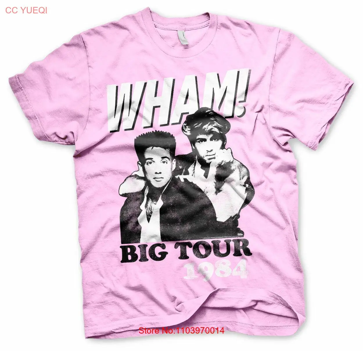 Мужская футболка WHAM Big Tour 1984 розовая с изображением Джорджа Майкла Эндрю ридгели