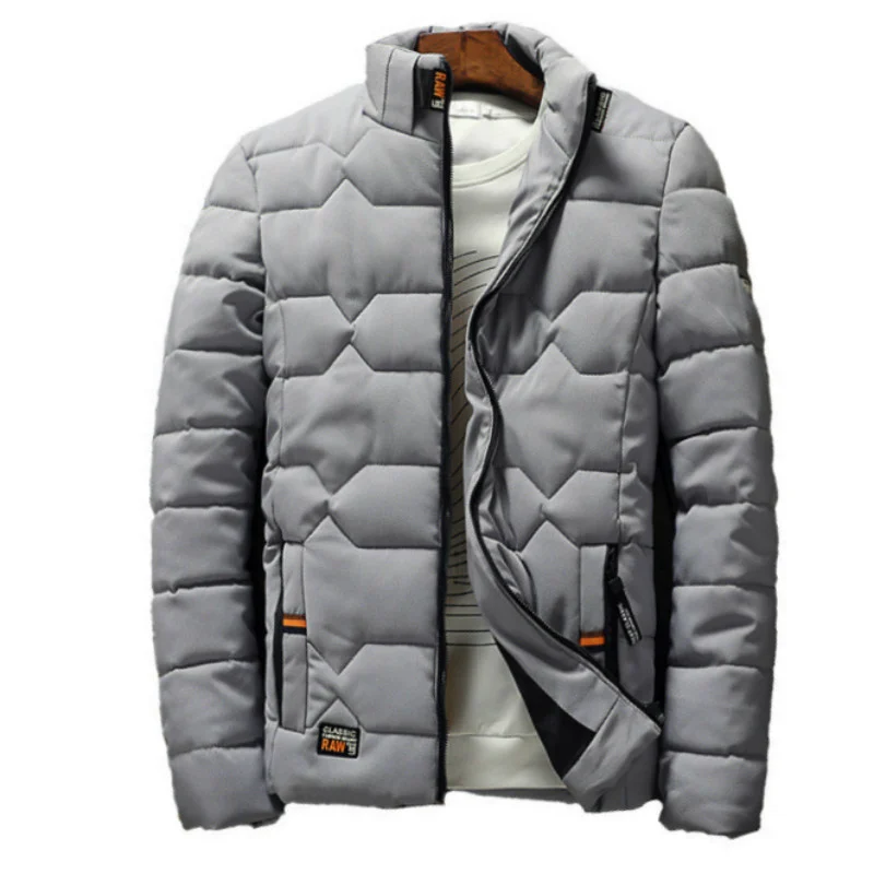 

Winter Men's Casual Warm Parkas Thick Comfy Zipper Jacket Solid Windproof Stand Collar Oversized Man Slim Clothing 4XL