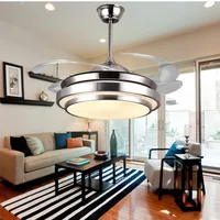 42 inch Factory wholesale Modern Invisible Fan lights Acrylic Leaf Led Ceiling Fans 110v/220v Wireless control ceiling fan light