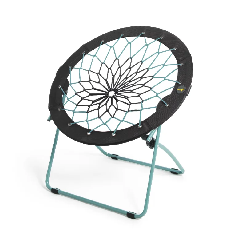 

32" Woven Bungee with Metal Base Folding Chair, Black To Teal Chairs for Bedroom and Outdoor Lounge Furniture