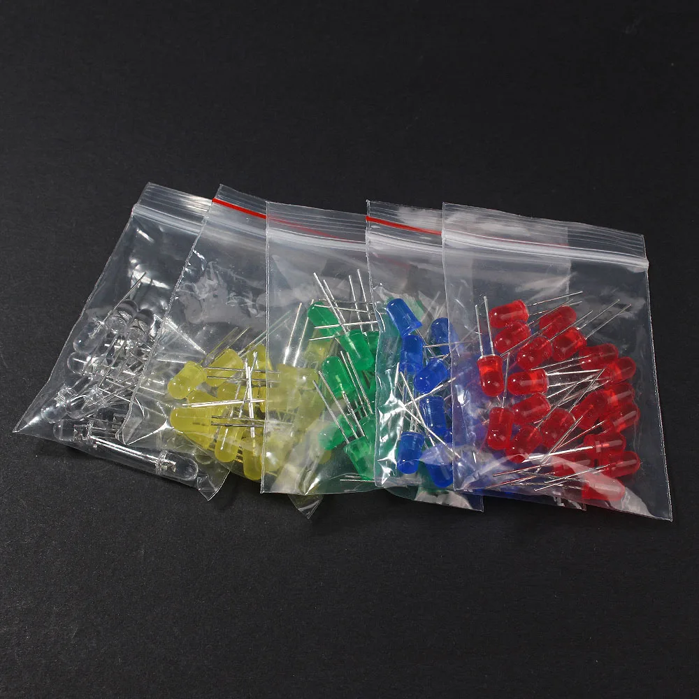 

100PCS LED lighting Super Bright LED Diodes Kit, 3MM and 5MM for DIY Electronics, Red Yellow Blue Green White 5 Colors *20pcs