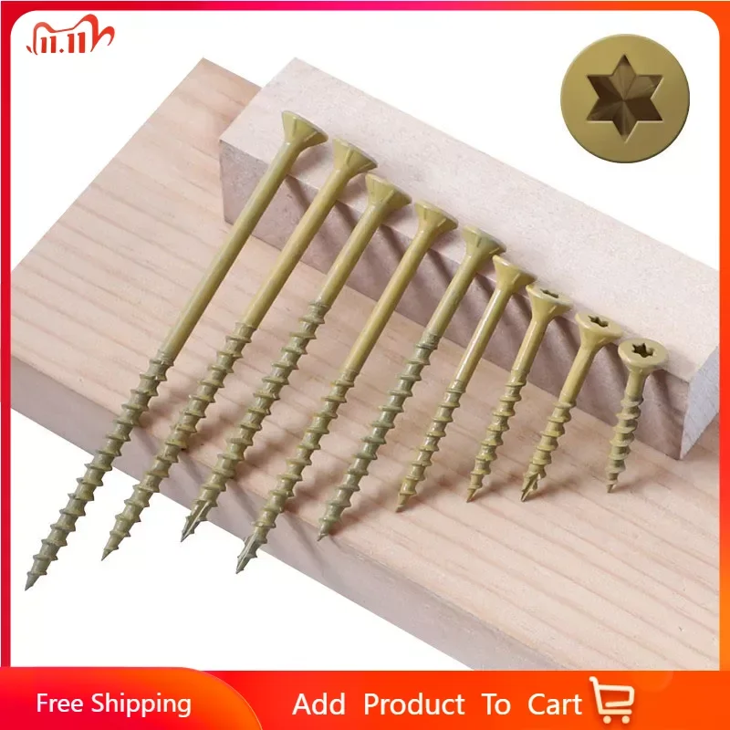 

100Pcs 32-100mm Flat Head Self Tapping Anti-rust Screws T25 Torx Deck Screw Wood Binding Screws For Hardwood Wood Screw