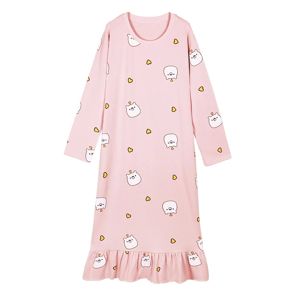 Autumn and Winter New Women's Nightdress Long Sleeve Sweet Nightdress Home Service Sexy Sleepwear Sleep Tops Women Nightgown