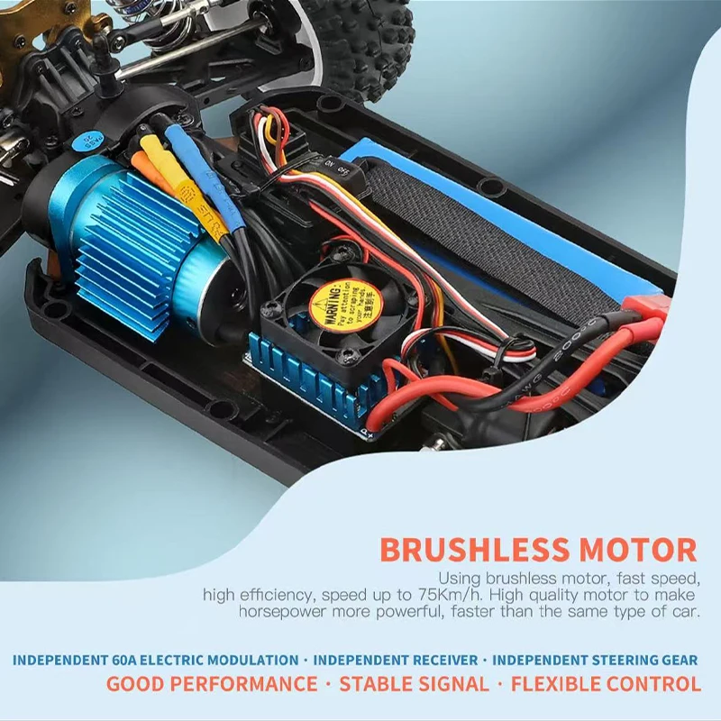 Фото Новый WLtoys 124007 1/12 Бесщеточный радиоуправляемый автомобиль 4WD 75 км/ч Одна рука 2,4G Пульт дистанционного управления Гоночный внедорожный дрифт Детские игрушки для мальчиков Подарок для детей №5