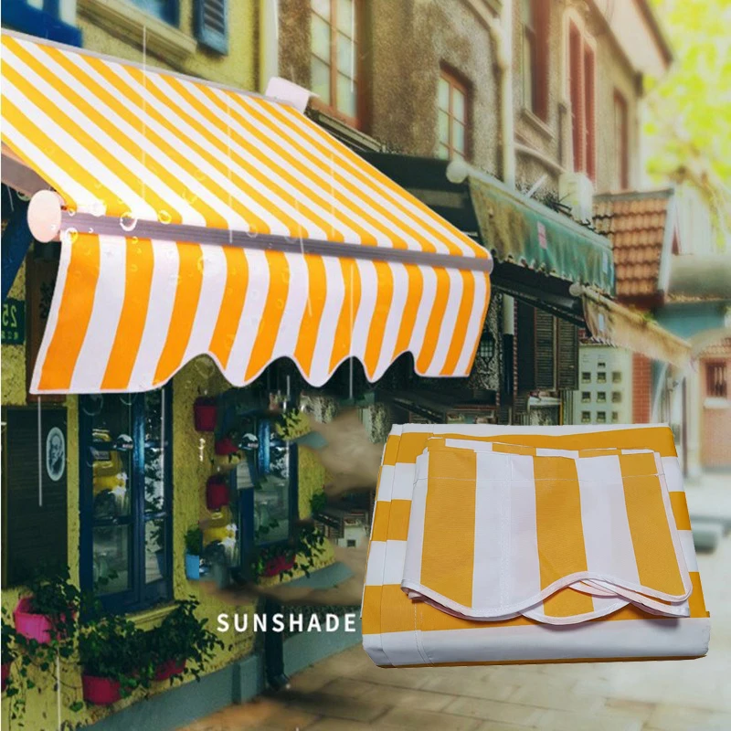 

Free Shipping Thicken Yellow White Stripe Waterproof Anti-UV Flexible Awning Fabric Outdoor Carport Balcony Windows Rain Shelter