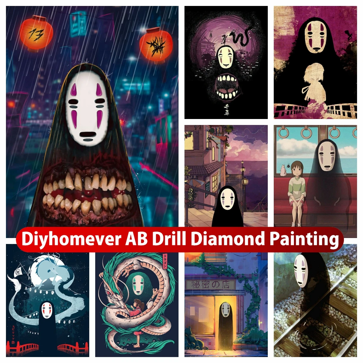 

No Face Man Spirited Away 5D DIY AB Diamond Painting Embroidery Anime Art Cross Stitch Mosaic Picture Handicraft Home Decor Gift