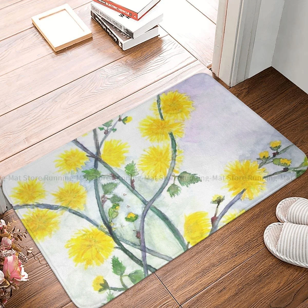 

Pattern Texture Painting Bathroom Non-Slip Carpet Flower Art Living Room Mat Welcome Doormat Home Decor Rug