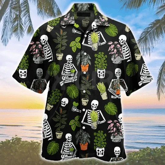Cool Gun Skull  3D All Over Printed Hawaiian Shirt Men's For Women's Harajuku Casual Shirt Unisex