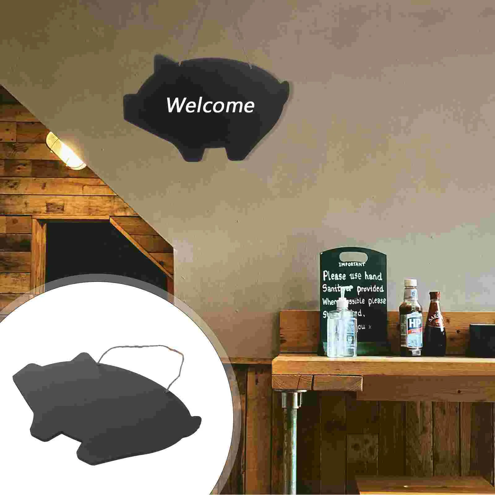 

Chalkboard Board Sign Hanging Chalk Signs Blackboardpig Double Sided Wooden Blank Writing Plates Wedding Craftplaques Ornament