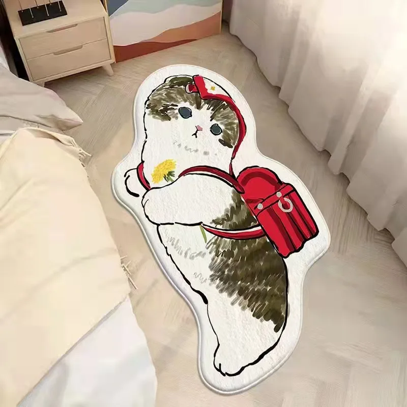 

Creative Cat Rug Nordic Cartoon Carpet for Bedroom Non-slip Bedside Area Rug Cute Soft Floor Mat for Living Room Table Mat Decor
